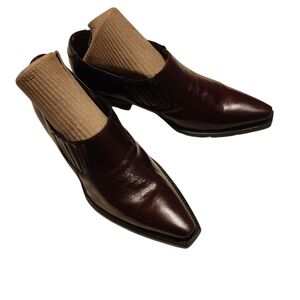 Women's Western Leather Boots, Dark Burgundy, Size 8